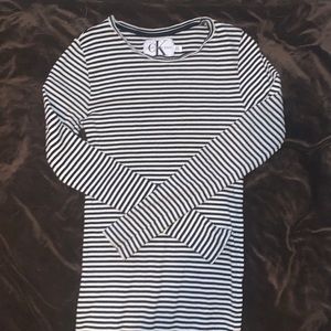 Striped Calvin Klein midi dress